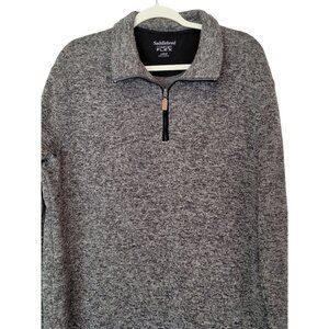 Saddlebred Comfort Flex Pullover 1/4 Zip Mens L Fleece Black Gray Heather